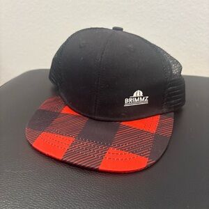 Brimmz Kids Trucker Hat SnapBack Cap Black Red Buffalo Plaid Youth Small